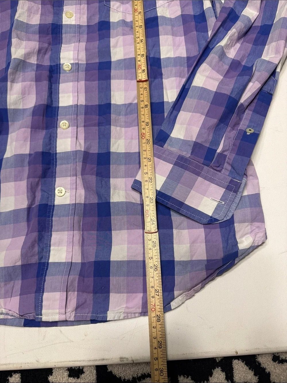 Banana Republic Men’s Medium Purple Plaid Button-Down Shirt Long Sleeve Cotton